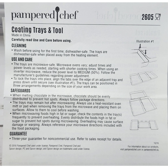 The Pampered Chef 3 White Coating Trays w/Thong Tool, New in Box - Picture 3 of 5